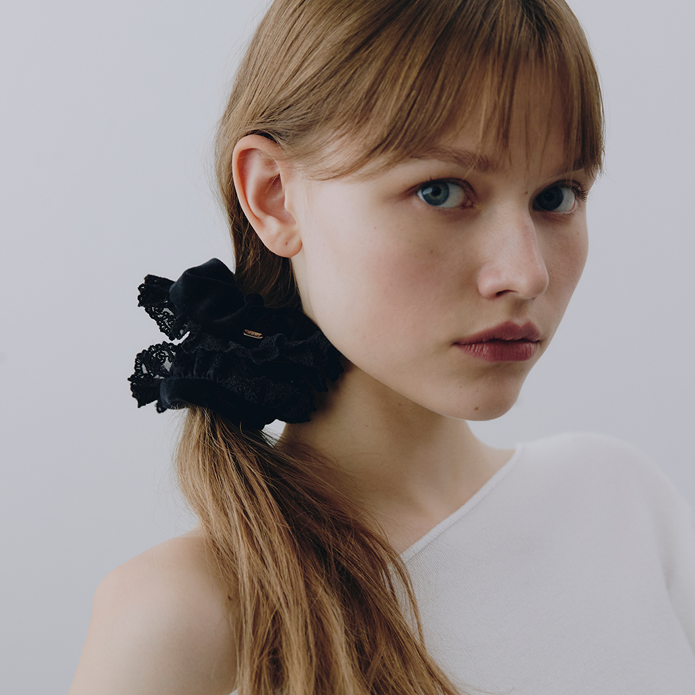[빈티지헐리우드]Rose Lace Velvet Scrunchie_VH2579HB004M - 상품 이미지