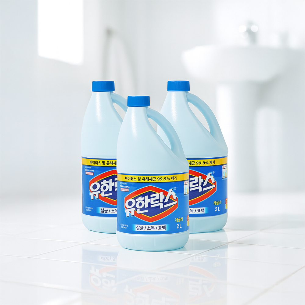 유한양행 유한락스 레귤러 살균 악취제거 표백 세정제 2L X3개 - 상품 이미지
