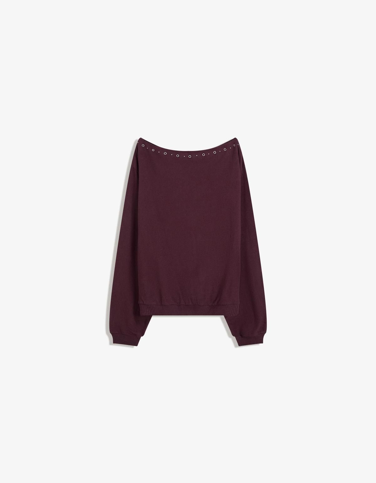버쉬카 버건디 스터드 라운드넥 니트 스웨터 7054/187 BURGUNDY - 상품 이미지