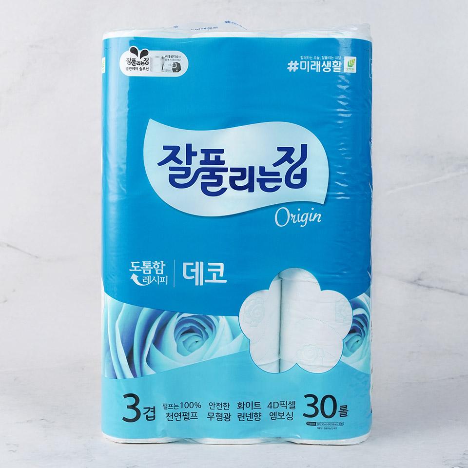 메가마트 미래생활 잘풀리는집 도톰한 3겹 데코 화장지 30mx30롤