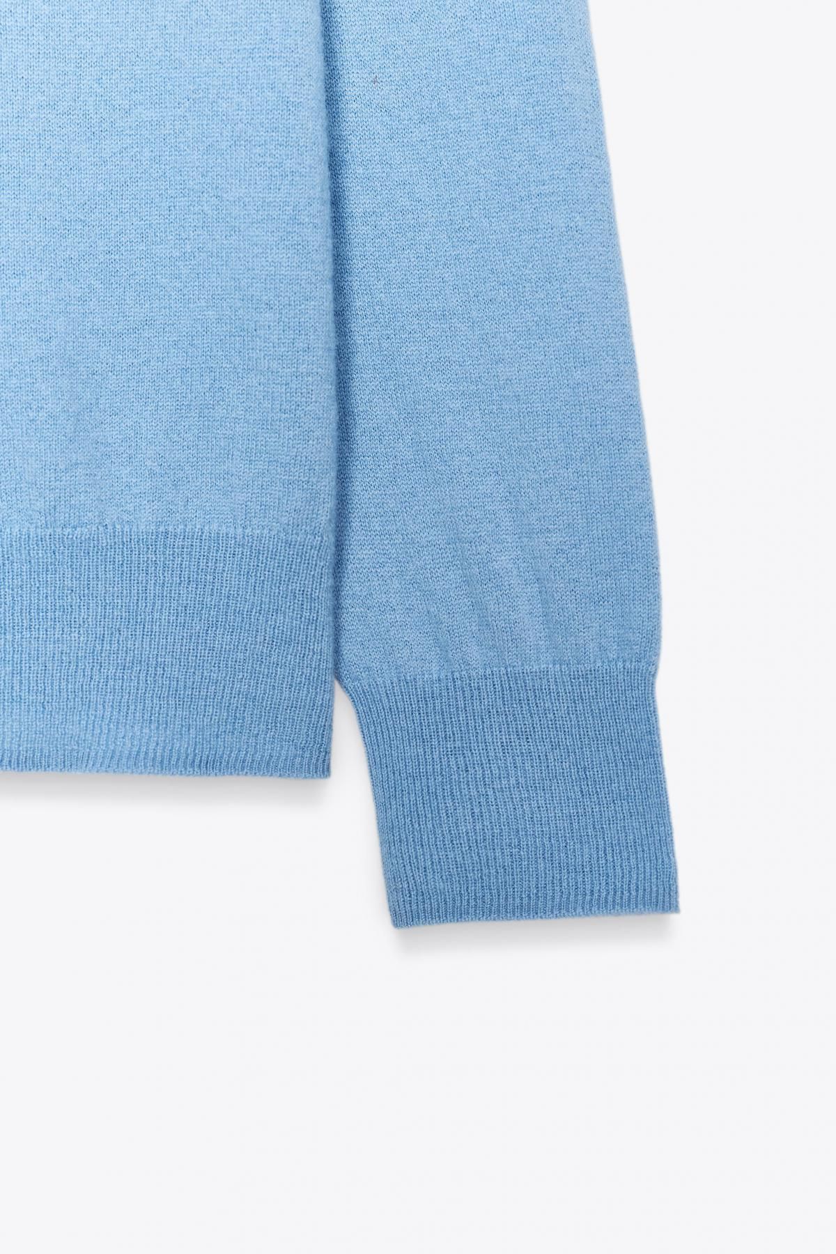 자라 100 엑스트라 소프트 울 라운드넥 니트 스웨터 9598/104 MID-BLUE - 상세 이미지 5
