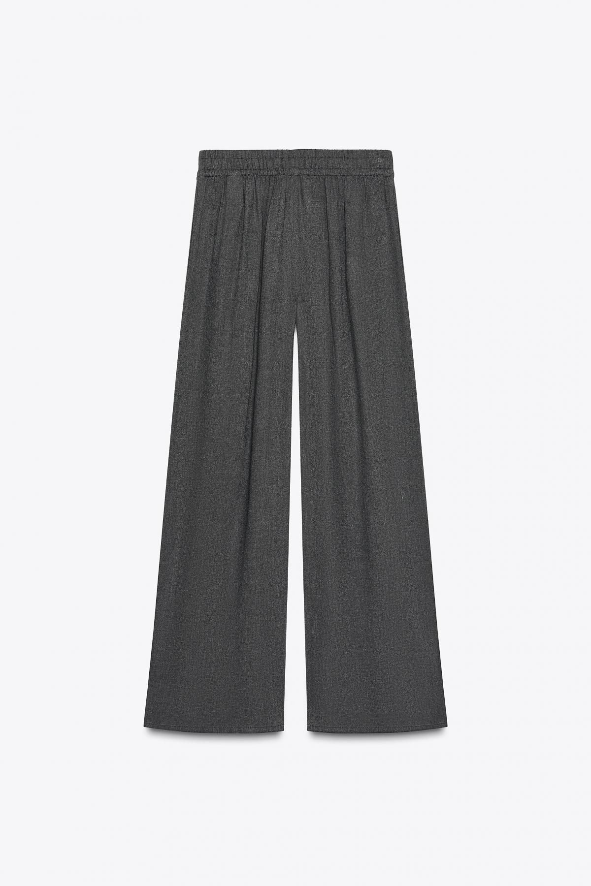 자라 와이드 하이웨이스트 스트레이트 팬츠 1165/358 DARK GREY - 상세 이미지 4