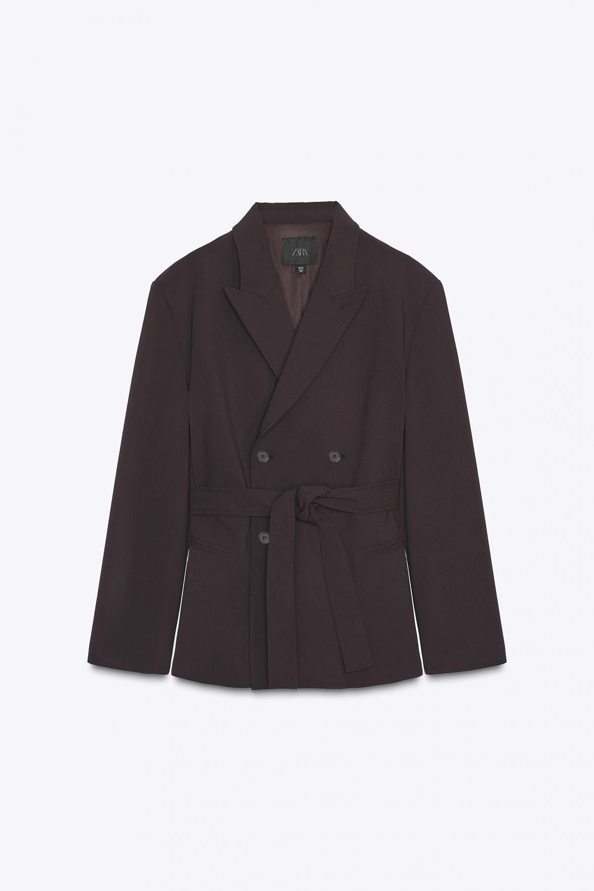자라 테일러드 벨티드 더블브레스트 블레이저 5063/759 DARK BURGUNDY - 메인 이미지