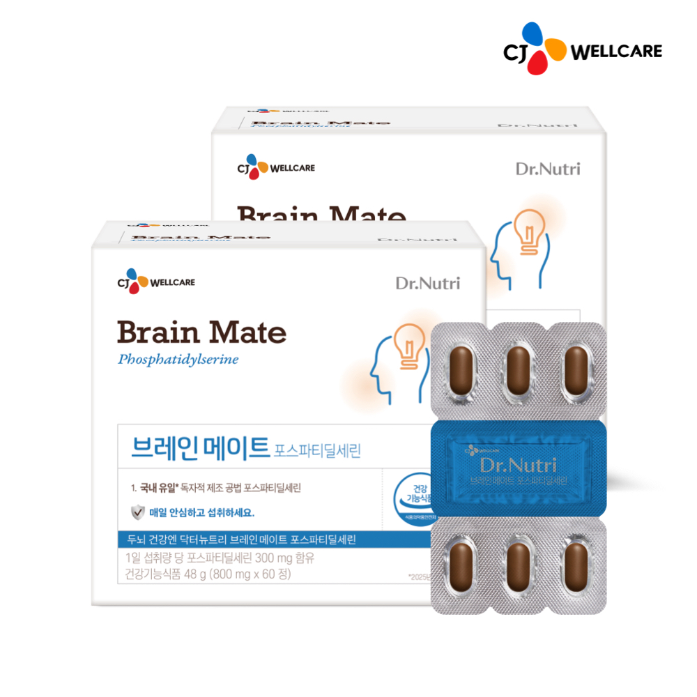 CJ웰케어 닥터뉴트리 국내생산 포스파티딜세린 PS 브레인메이트 60정, 2개 - 상품 이미지