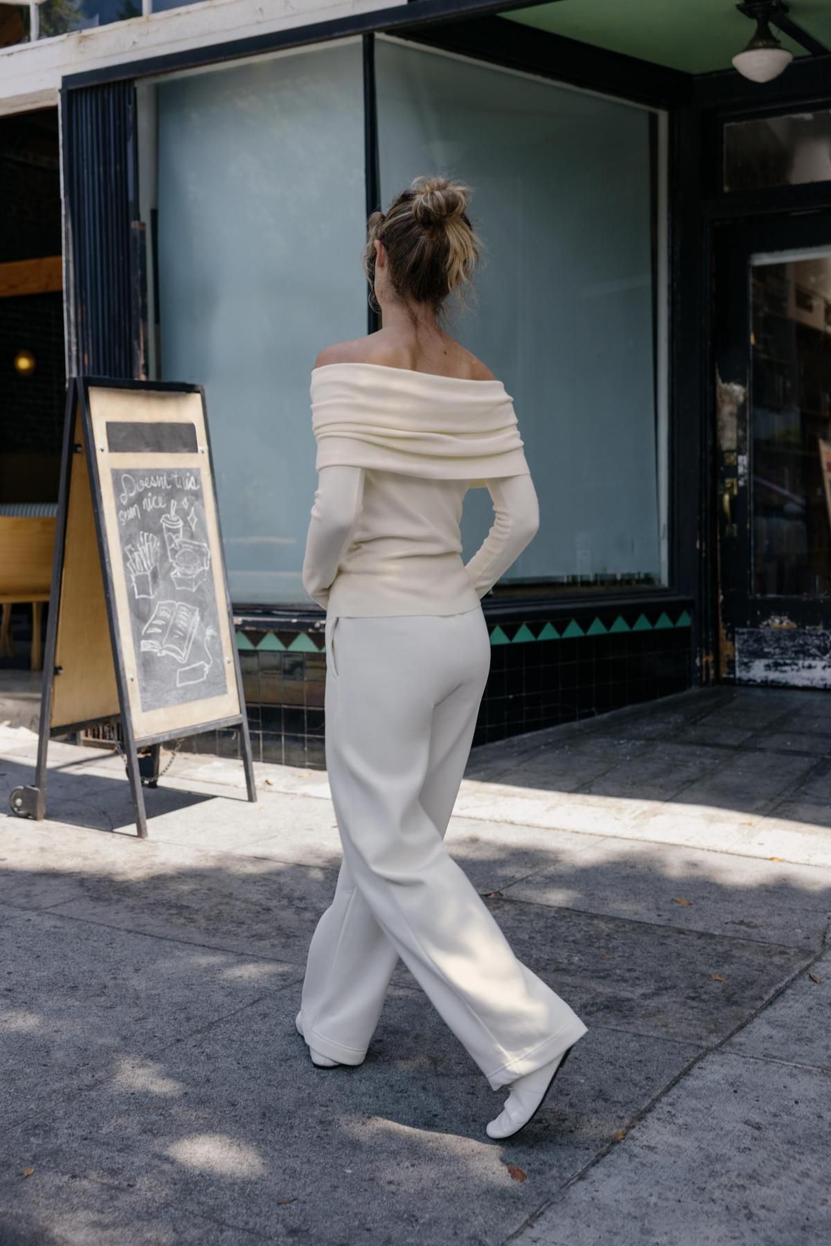 자라 와이드핏 베이직 플러시 와이드 팬츠 3199/631 ECRU - 상세 이미지 5