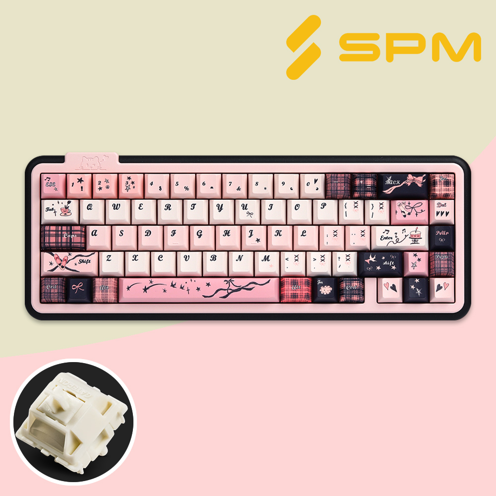 SPM NEKEY LUCK68 풀알루미늄 미니 무선키보드 블랙핑크, 게이트론 밀크쉐이크, 30g