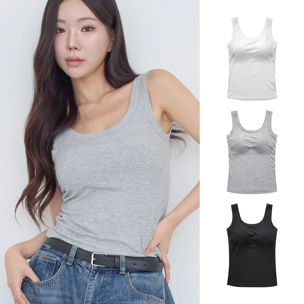핑크앤다이아 부유방커버 U백 브라탑 캡나시 롱슬리브 민소매 여자런닝 런닝브라 레이어드나시 - 상품 이미지