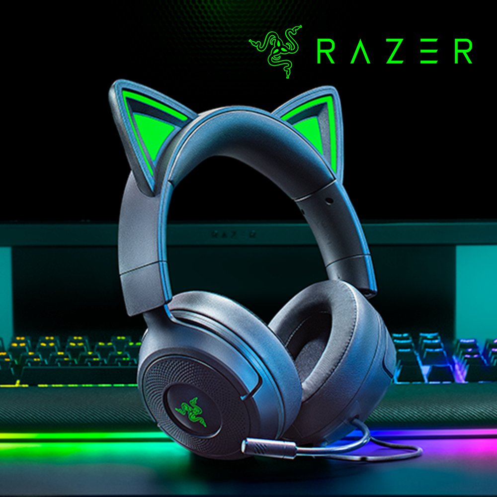 [국내정발] 레이저 크라켄 키티 V3 X 유선 게이밍헤드셋 블랙