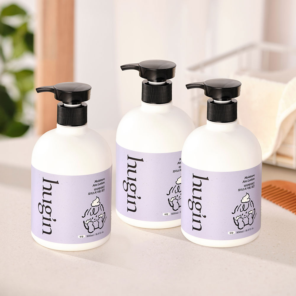 허긴 대용량 유아 아기 신생아 보습 모이스처 아토 로션 (무향) 500ml, 3개