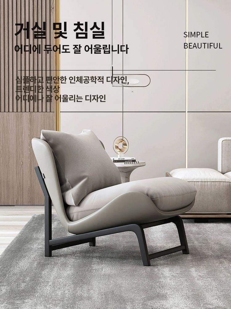 발코니 1인 소파 수유의자 쿠션의자 편한 암체어 커피+화이트 마이크로화이버가죽 - 상세 이미지 3