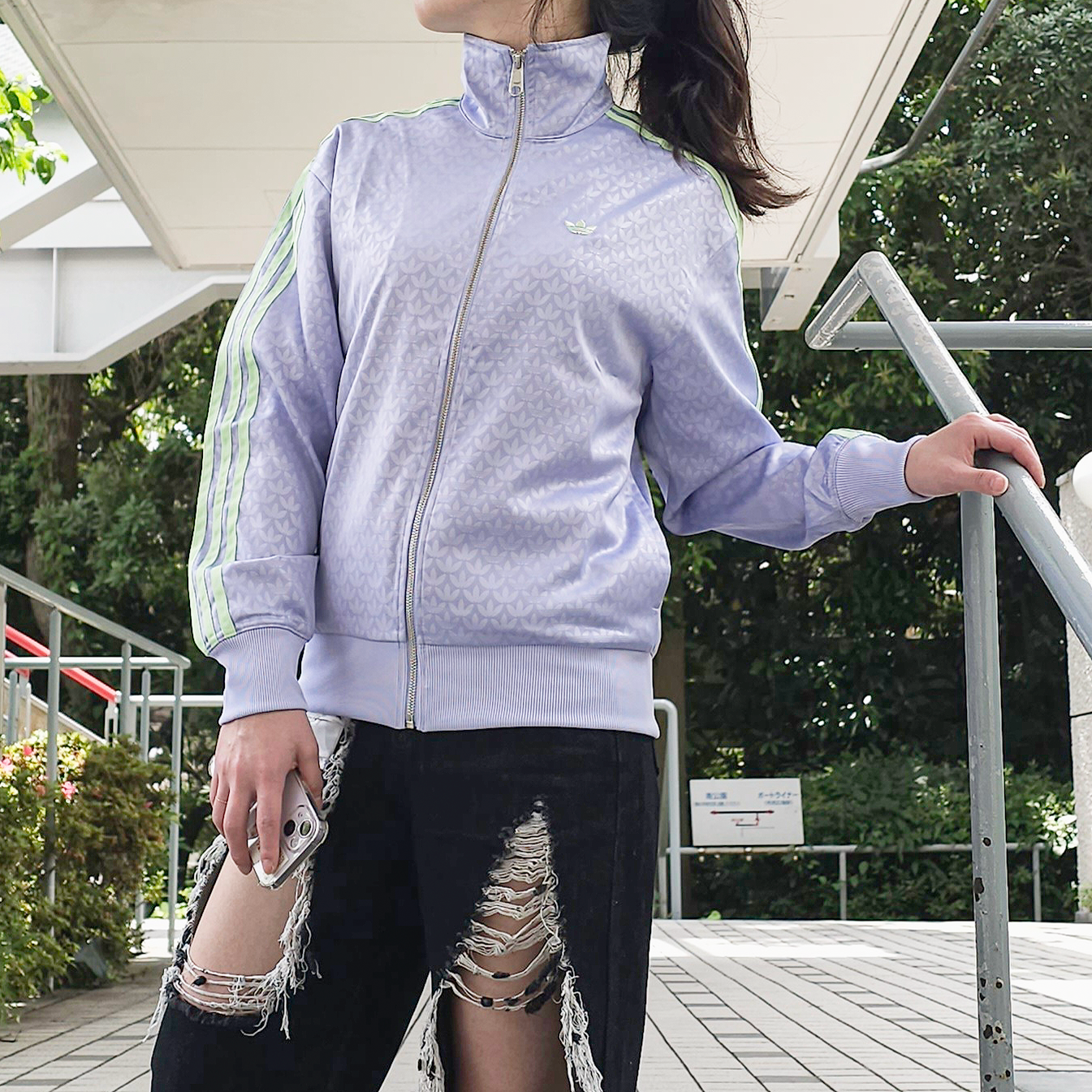 아디다스 파이어버드 져지 모노그램 여자 트랙탑 트레이닝 집업 자켓 IS3861라벤더, XL