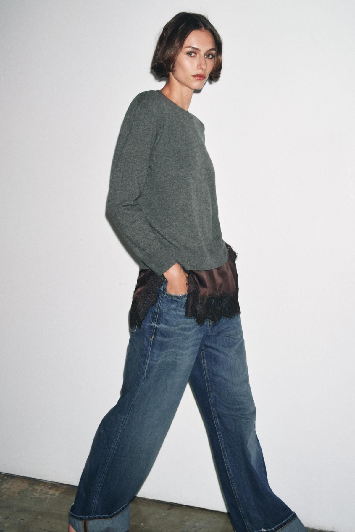 자라 엑스트 라소프트 울 라운드넥 니트 스웨터 9598/104 DARK GREY - 상세 이미지 5