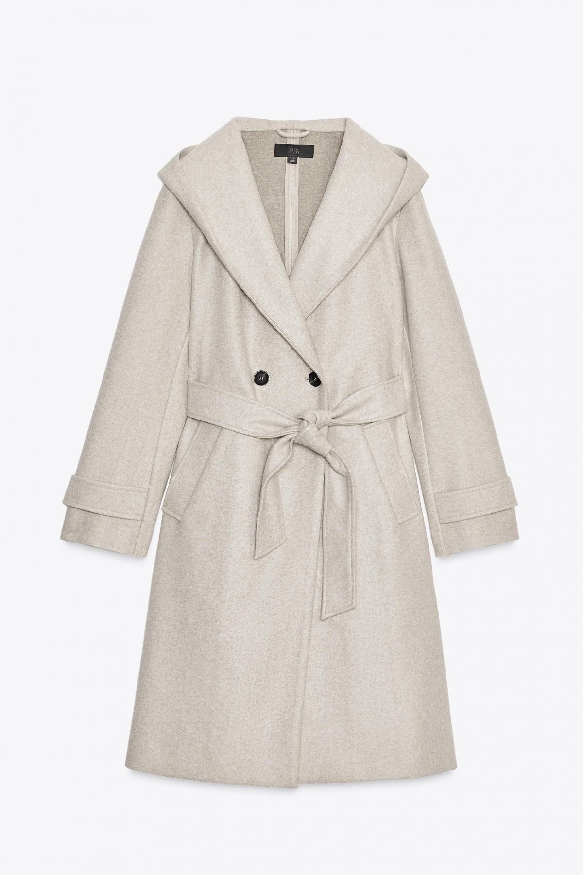 자라 소프트 벨티드 후드 롱 코트 3046/273 BEIGE - 메인 이미지