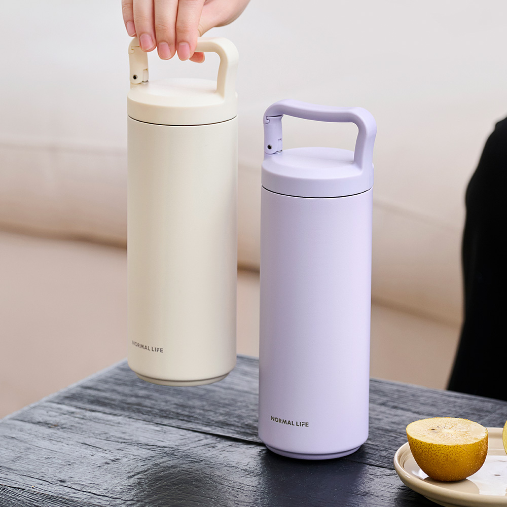 노멀라이프 스텐 손잡이 텀블러 보온보냉 휴대용 물병 핸디후크 텀블러 550ml 크림 - 상세 이미지 4