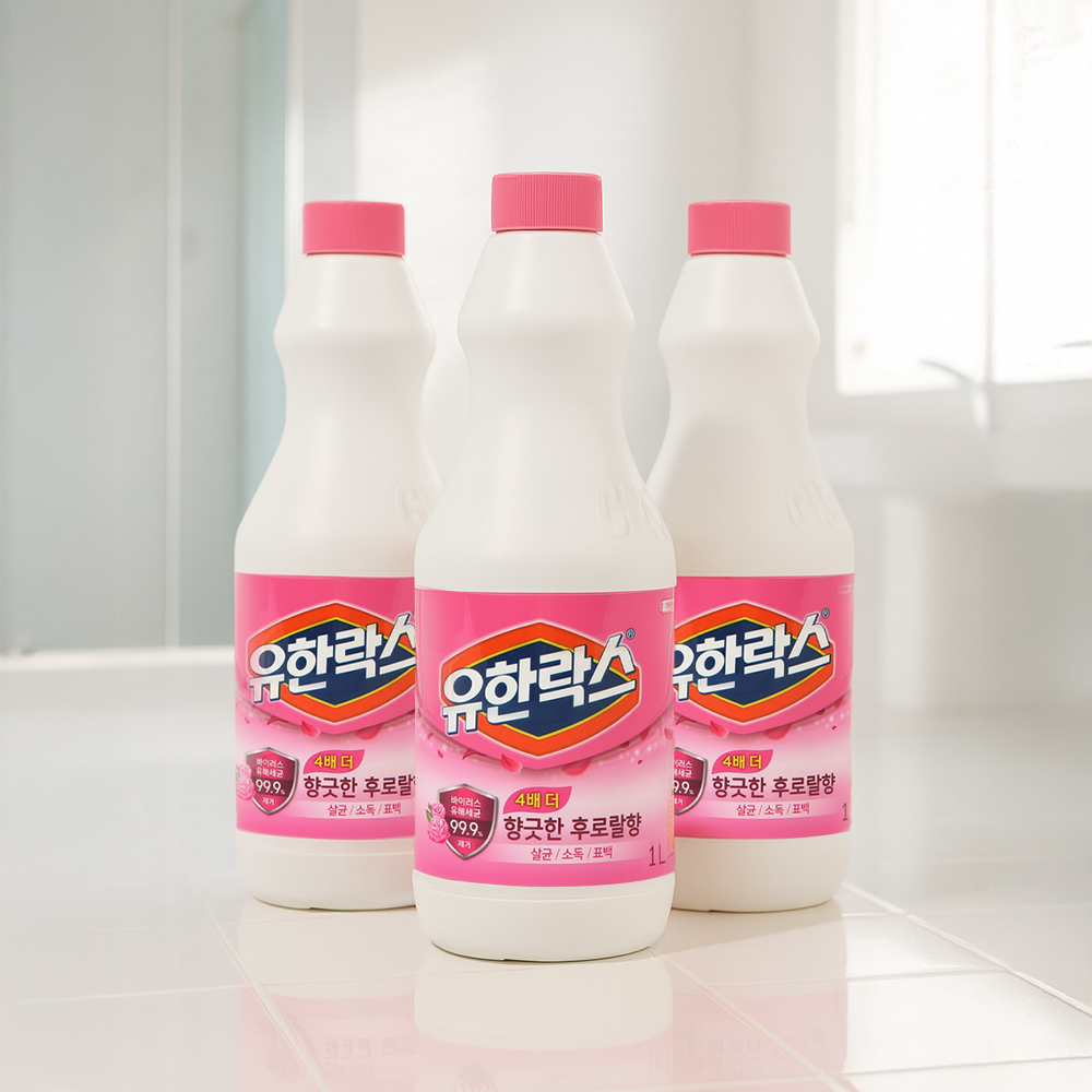 유한양행 유한락스 후로랄 살균 악취제거 표백 세정제 1L X3개 - 상품 이미지