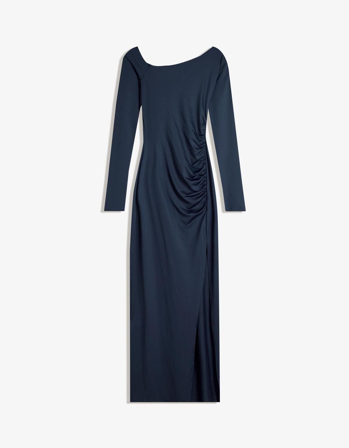 버쉬카 모던 언발란스 롱슬리브 미디 원피스 5599/360 NAVY - 상품 이미지
