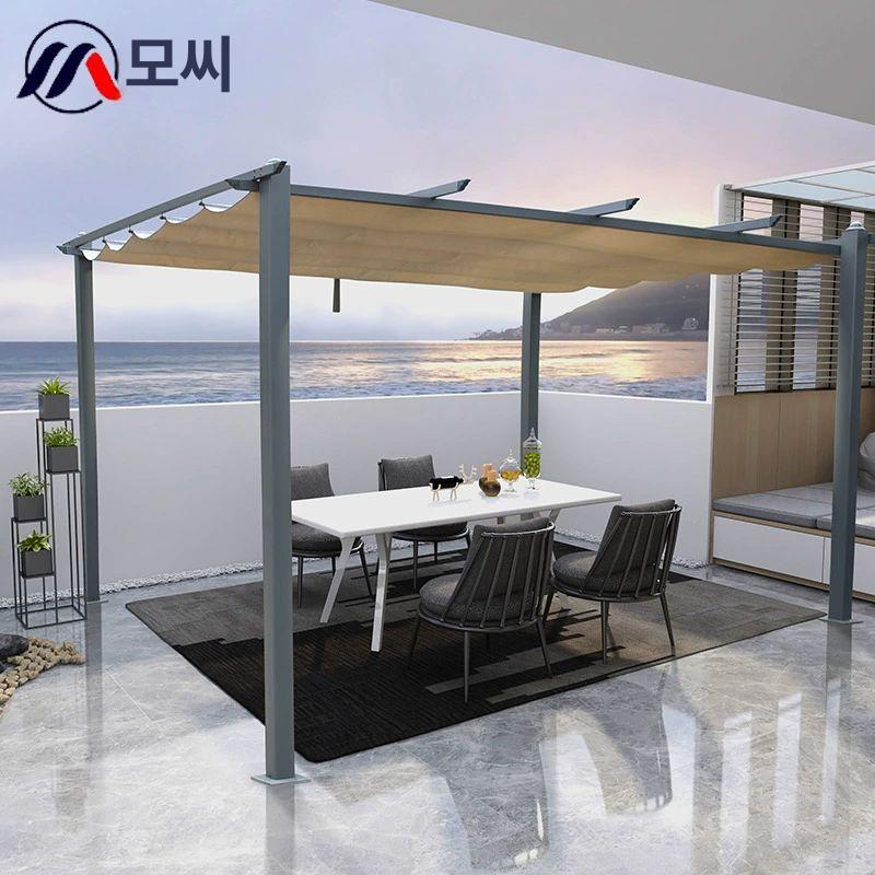 야외 파고라 스카이어닝 조립식 루프탑 주차장 테라스 8cm 3x4m 그레이 오프화이트 - 상세 이미지 2