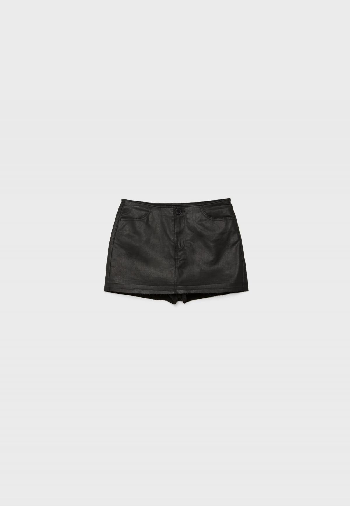 스트라디바리우스 왁스드 미니 스커트 팬츠 8409/352 BLACK