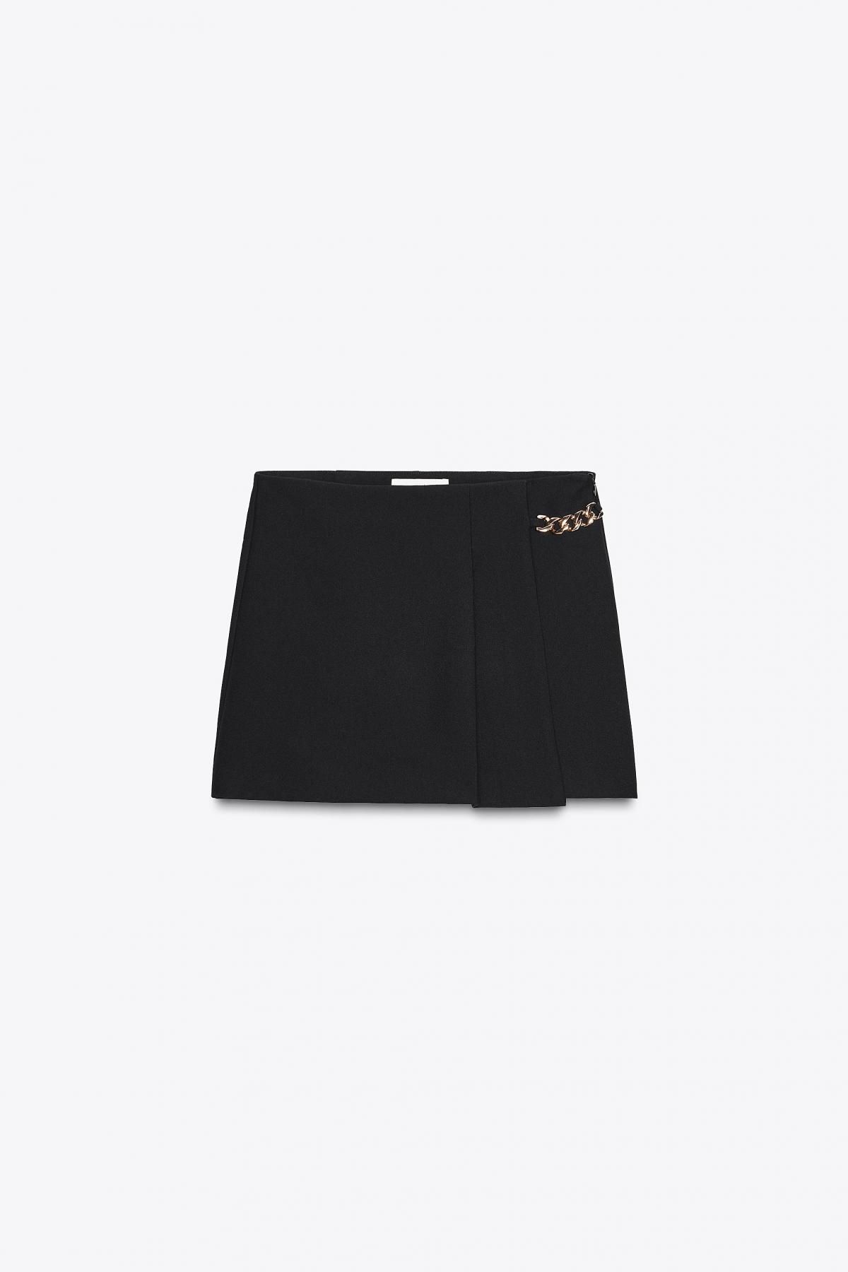 자라 테크니컬 플리츠 체인 버뮤다 쇼츠 1478/270 BLACK - 메인 이미지