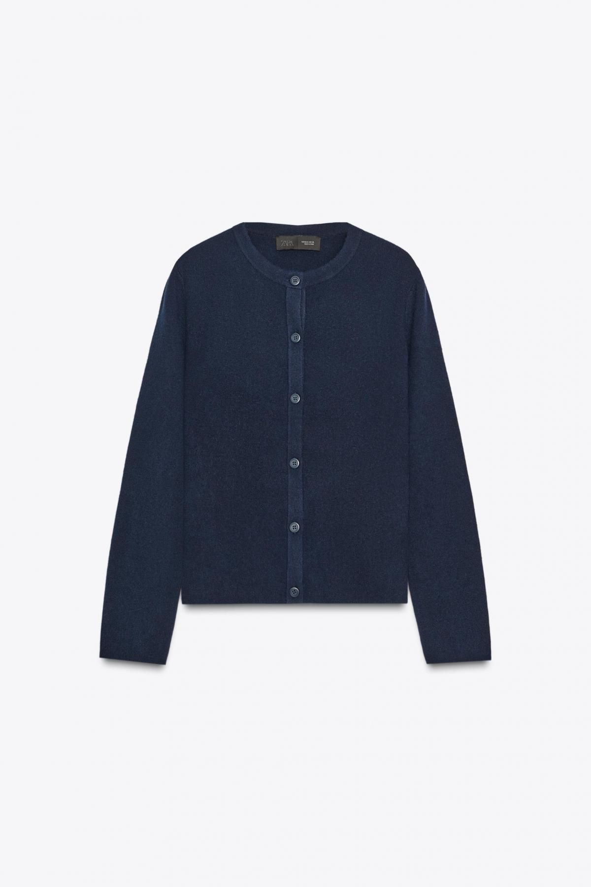 자라 데일리 베이직 라운드넥 버튼 니트 가디건 5755/129 NAVY BLUE - 메인 이미지