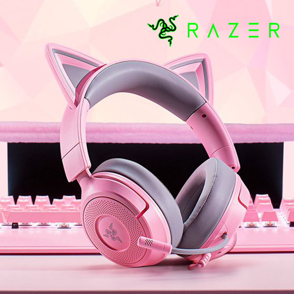 [국내정발] 레이저 크라켄 키티 V3 X 유선 게이밍헤드셋 핑크