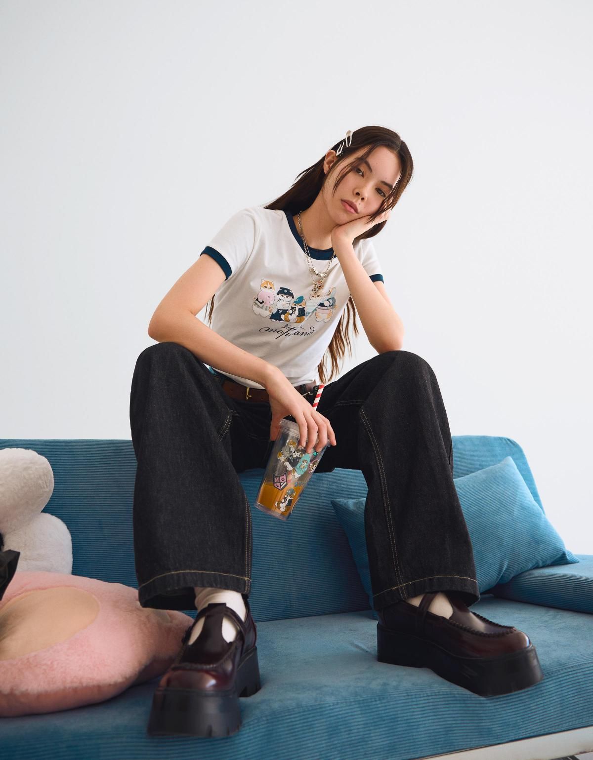 버쉬카 모푸샌드 프린트 반팔 크롭 티셔츠 7821/167 OFF WHITE - 상세 이미지 4