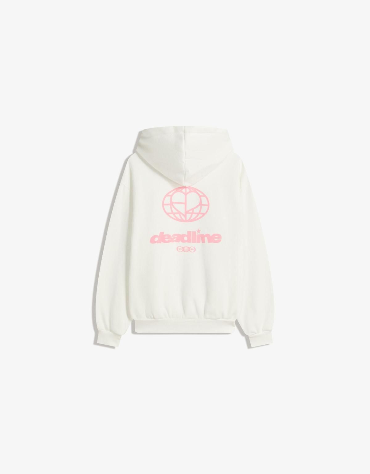 버쉬카 블랙핑크 레터링 아이보리 오버핏 후드티 7087/705 OFF WHITE - 상세 이미지 2
