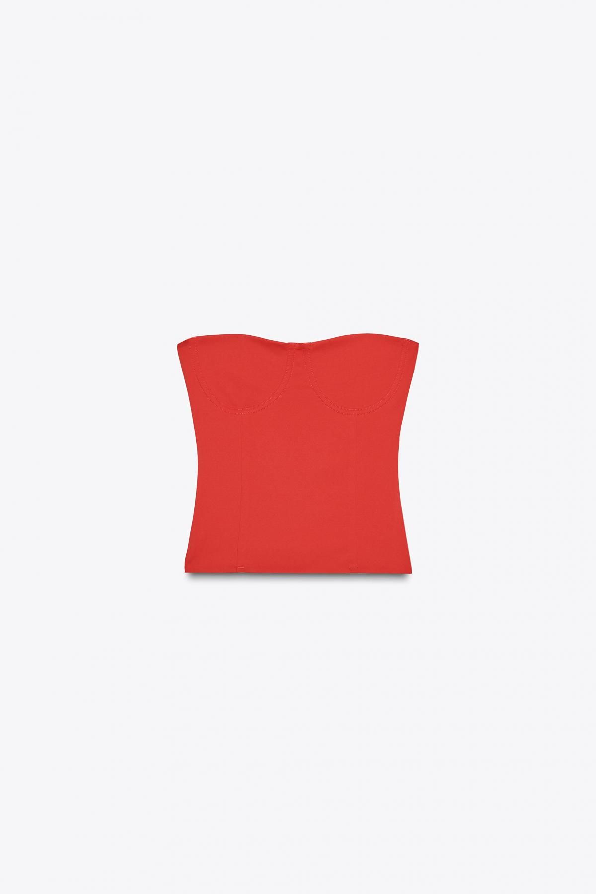 자라 레드 테크니컬 폴리아미드 오프숄더 탑 3641/807 RED - 메인 이미지