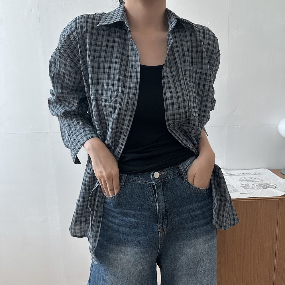 체크남방 오버핏체크셔츠 이미지 7