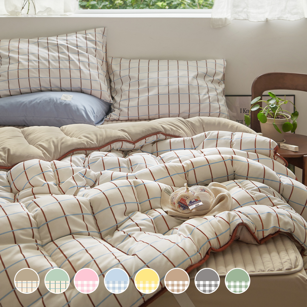 쁘리엘르 데일리체크 먼지없는 알러지케어 항균 워싱 차렵이불 사계절 이불 SS