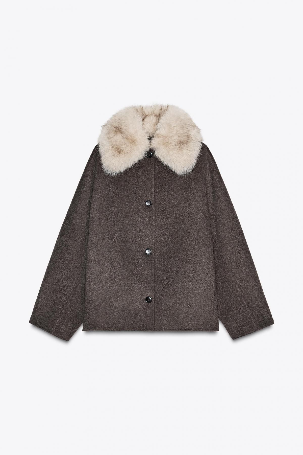 자라 프리미엄 울 테크니컬 퍼카라 숏코트 7522/241 ECRU / BEIGE - 메인 이미지