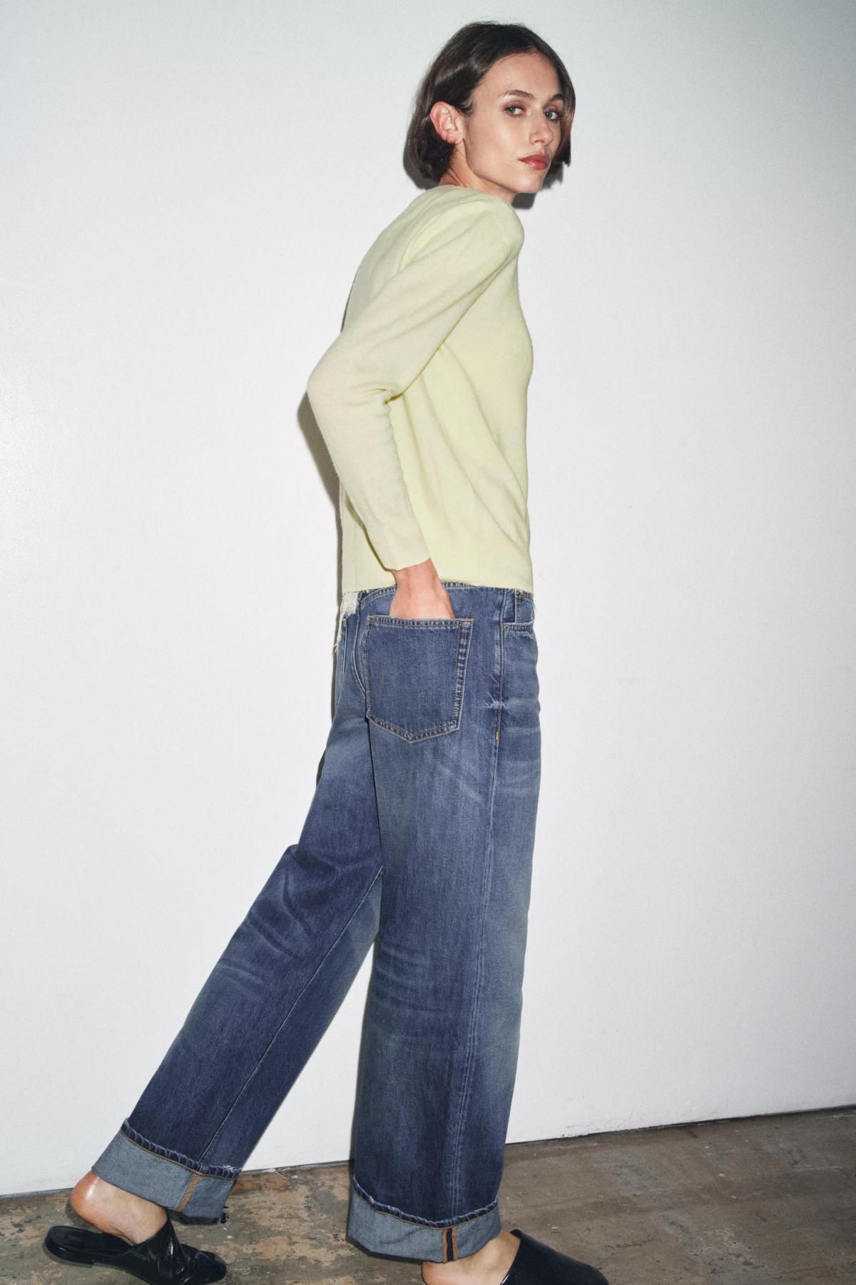 자라 100 엑스트라 소프트 울 라운드넥 니트 스웨터 9598/104 LIGHT YELLOW - 상세 이미지 5