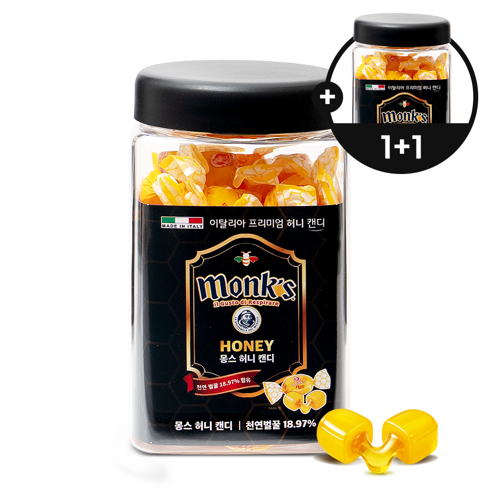 [천연 벌꿀 18.97% 함유] 몽스 허니 캔디 이탈리아 꿀 캔디 200g, 1개