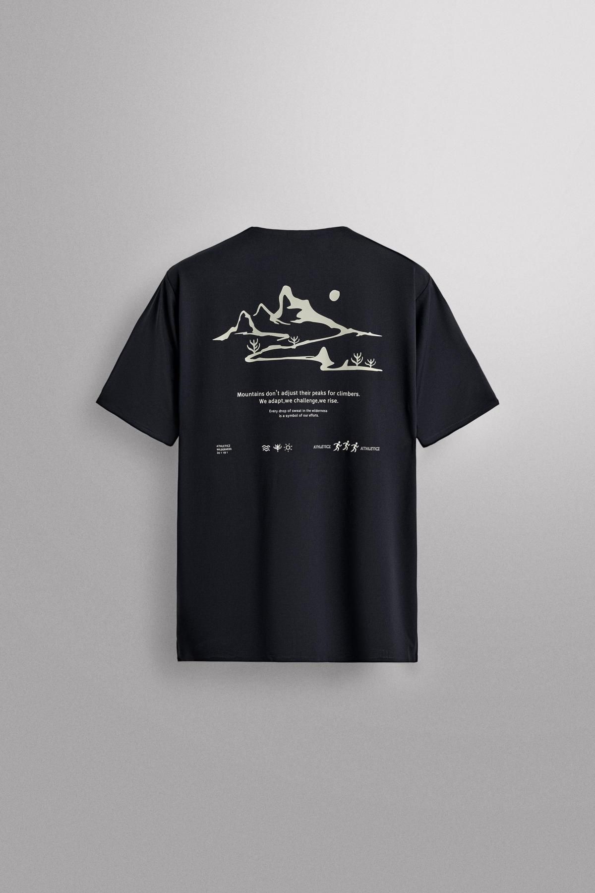 자라 러닝 프린트 테크니컬 반팔 티셔츠 8054/303 NAVY BLUE