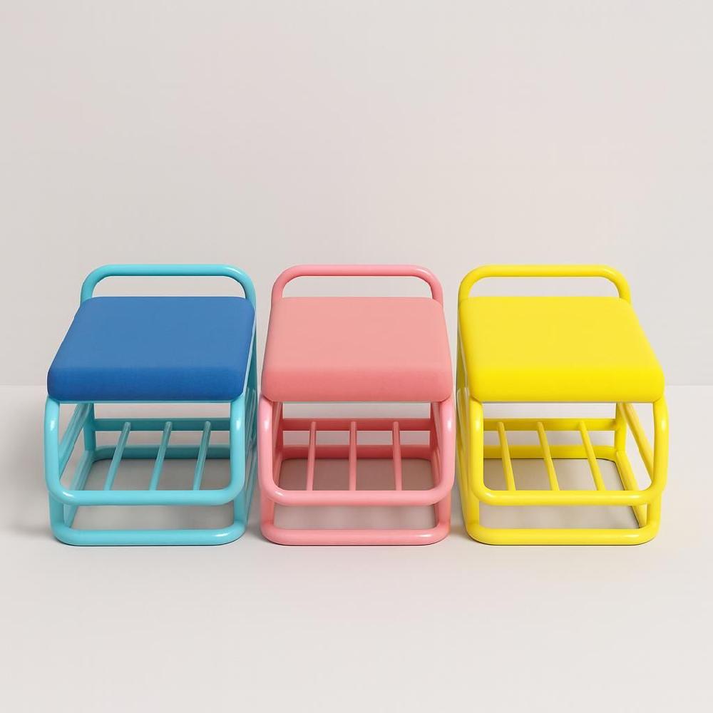 슈벤치 가정용 신발장의자 키즈카페 현관 입구 낮은 벤치 블루 싱글 스툴