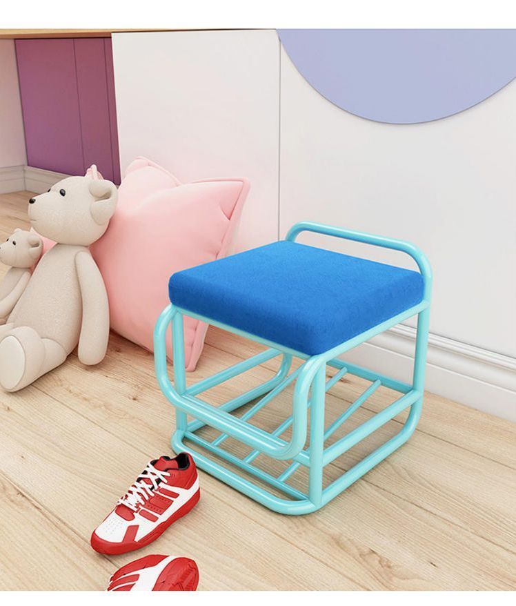 슈벤치 가정용 신발장의자 키즈카페 현관 입구 낮은 벤치 블루 싱글 스툴