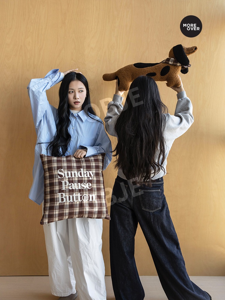 오브제 램스울 강아지 인형 귀여운 댕댕이 롱 쿠션 애착 베개 - 상세 이미지 2