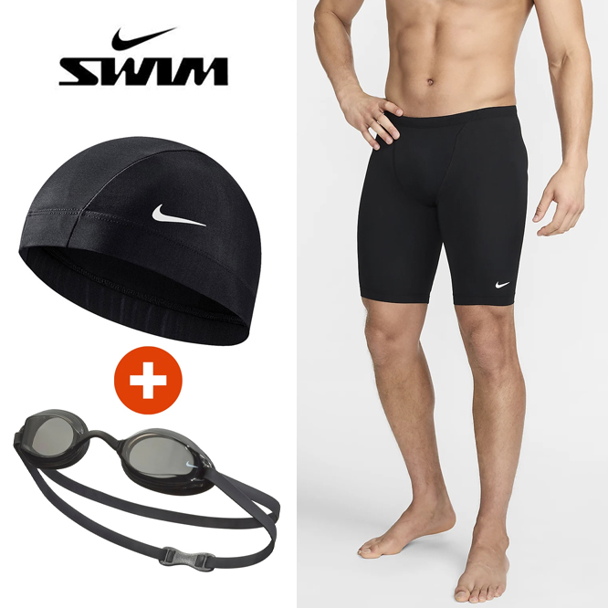 나이키스윔 남자 솔리드 5부수영복 수모 수경 3종 세트