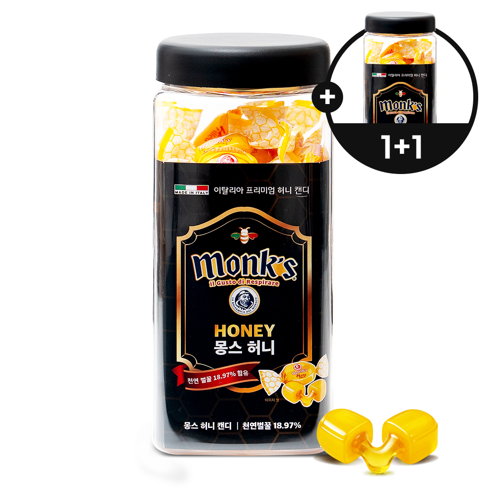 [천연 벌꿀 18.97% 함유] 몽스 허니 캔디 이탈리아 꿀 캔디 300g, 1개