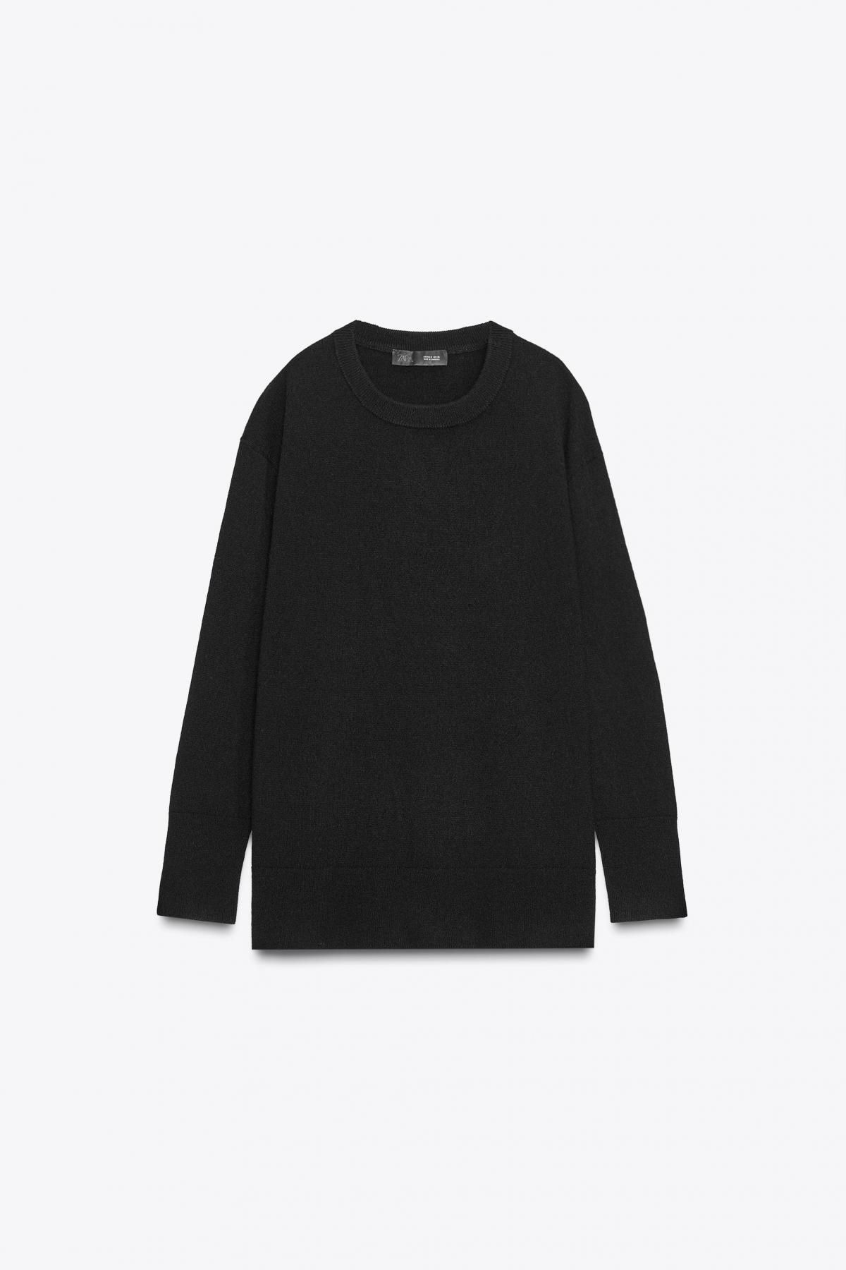 자라 오버사이즈 100 울 라운드넥 니트 스웨터 2893/116 BLACK - 상품 이미지