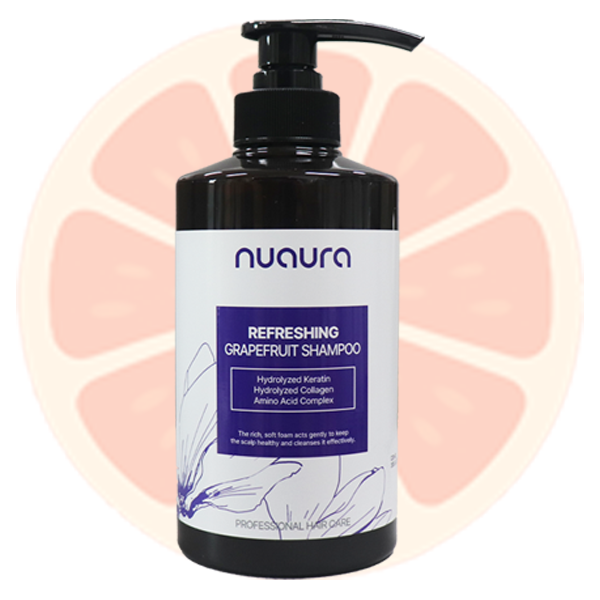 누오라 리프레싱 자몽 샴푸 500ml 염색 손상모 미용실 샴푸