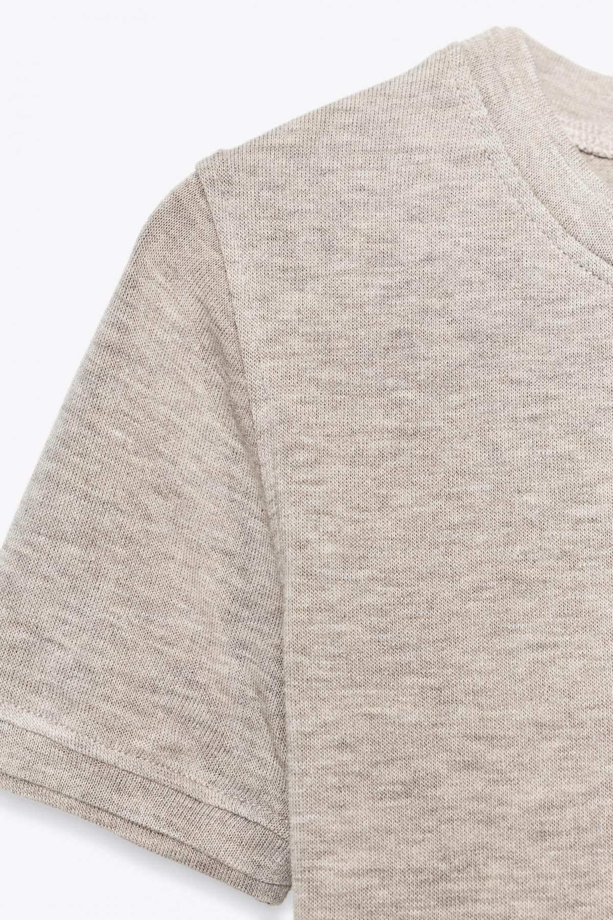 자라 소프트 슬림핏 라운드넥 반팔 티셔츠 0264/254 BEIGE MARL - 상세 이미지 5