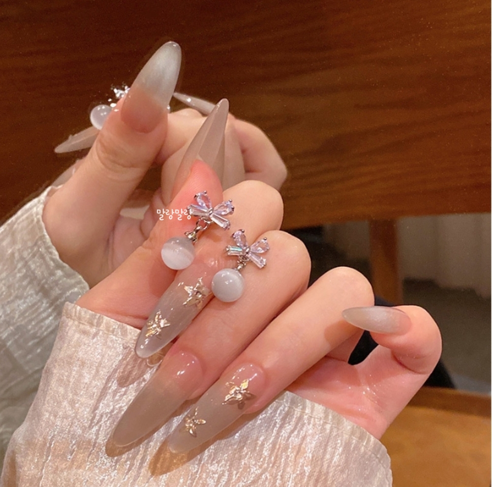 지르콘 리본포인트 스톤 볼드롭 데일리귀걸이 러블리 이어링 이미지 6