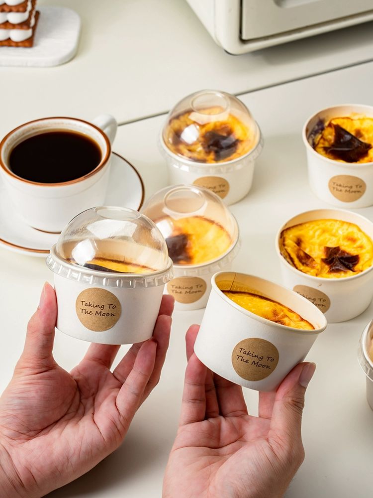 베이킹 컵 틀 제과 오븐팬 케이크 머핀 1개 타르트 두꺼운 200ml 커버 포함 종이컵 50세트 - 상품 이미지