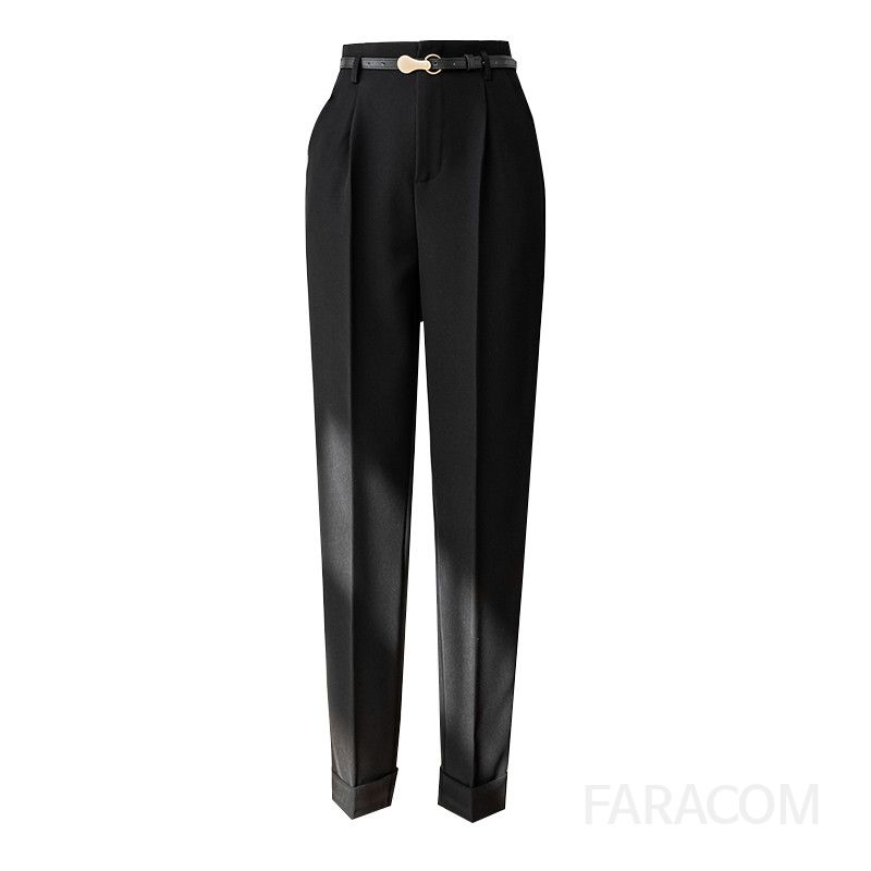 여성 하이웨이스트 캐주얼 팬츠 가을 직장복 통근용 9부 하렘 스타일 편안한 착용감 데일리룩 코디용 바지 - 상세 이미지 5