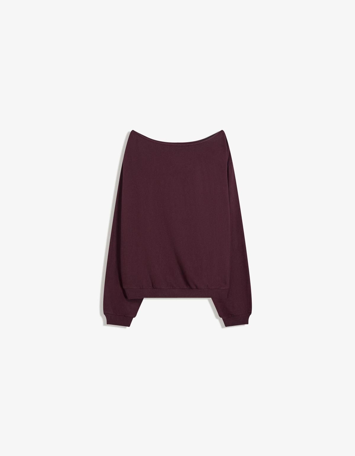 버쉬카 버건디 스터드 라운드넥 니트 스웨터 7054/187 BURGUNDY - 상세 이미지 5