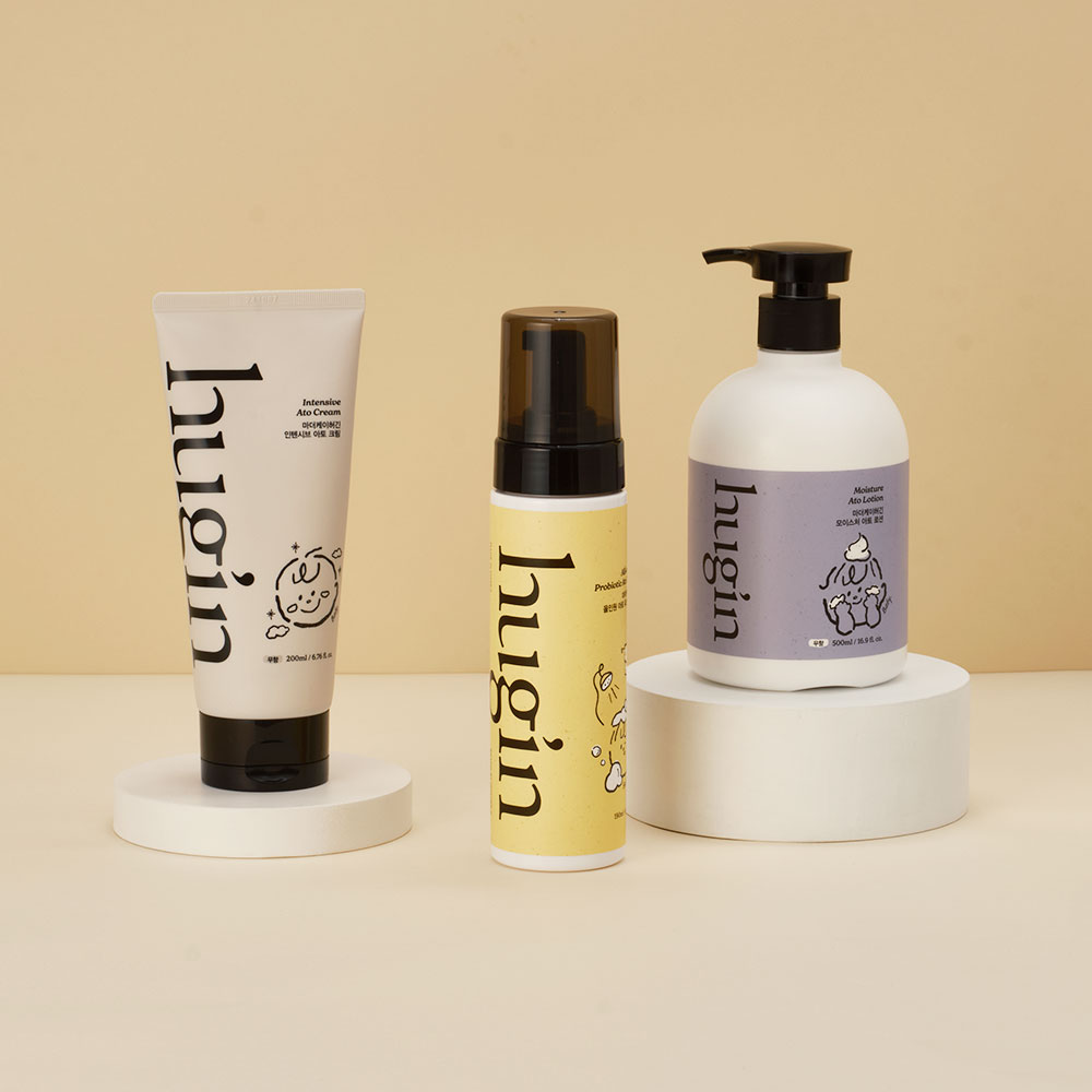 허긴 아기 신생아 올인원세트 (아토 로션 500ml+크림 200ml+유산균샤워 190ml)