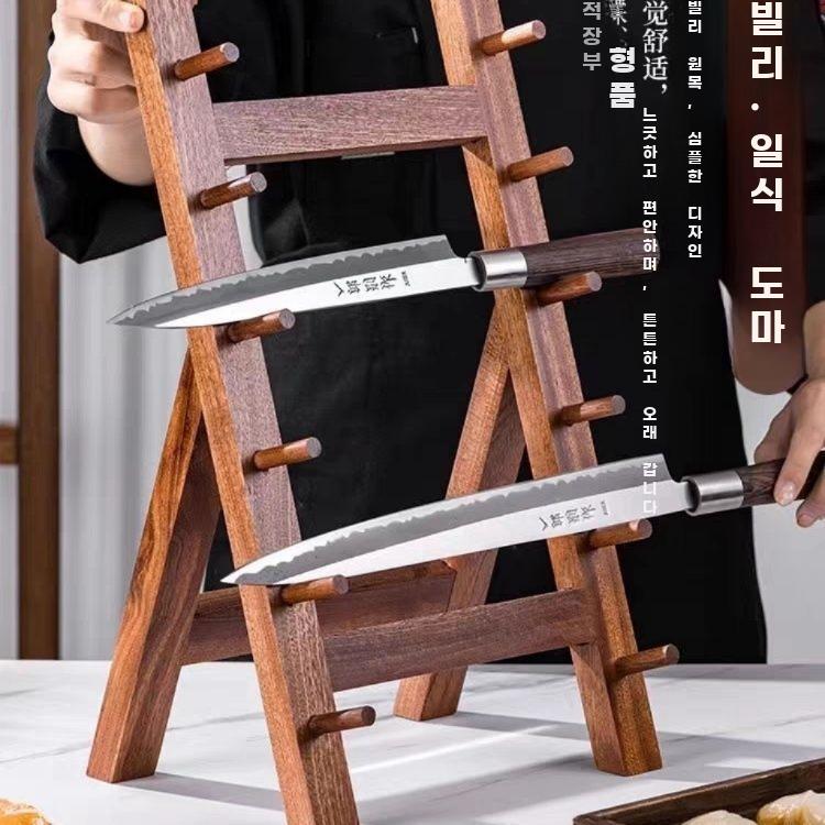 칼 거치대 사시미 일식집 원목 칼꽂이 우드 보관 홀더 - 상세 이미지 2