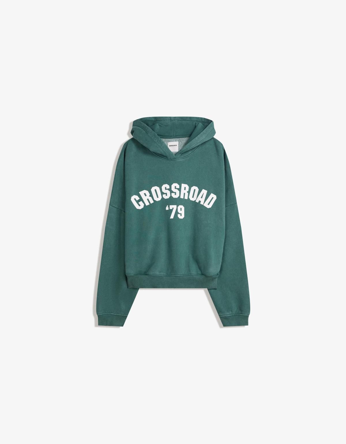 버쉬카 레터링 프린트 캐주얼 후드티 7201/700 GREEN - 상품 이미지