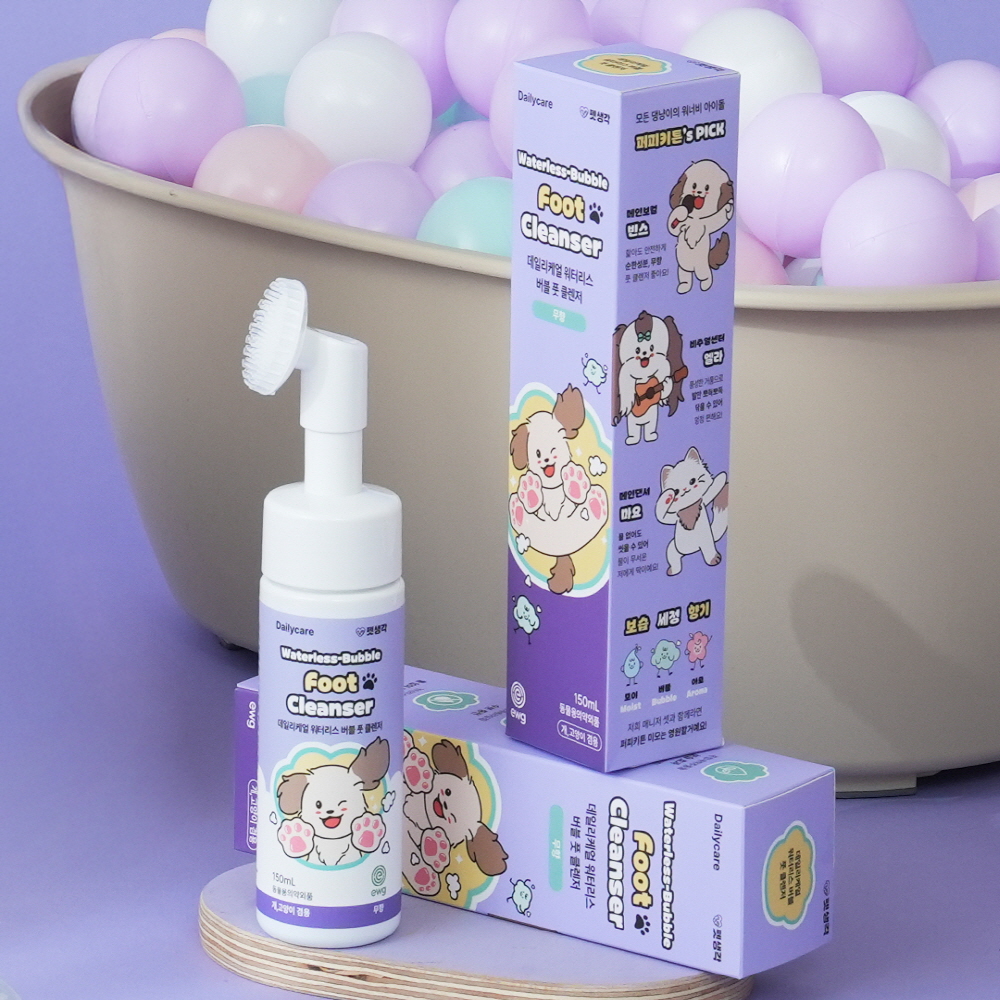 펫생각 버블풋 워터리스 강아지 발 세정제 샴푸 발바닥 클렌저 발사탕 습진 150ml, 1개